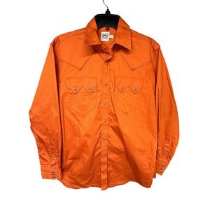 Cinch Shirt Mens Medium Orange Western Snap Front Long Sleeve Pearl Snaps Cowboy